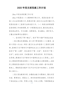 2025年党支部党建工作计划