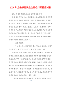 2025年县委书记民主生活会对照检查材料