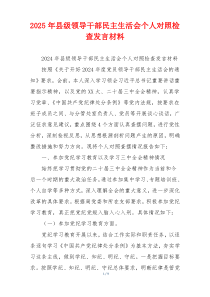 2025年县级领导干部民主生活会个人对照检查发言材料