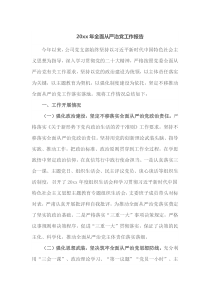 20XX年全面从严治党工作报告