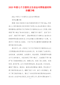 2025年度七个方面民主生活会对照检查材料治疆方略