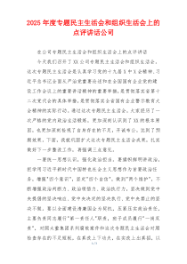 2025年度专题民主生活会和组织生活会上的点评讲话公司