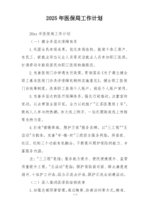 2025年医保局工作计划