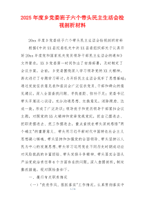 2025年度乡党委班子六个带头民主生活会检视剖析材料