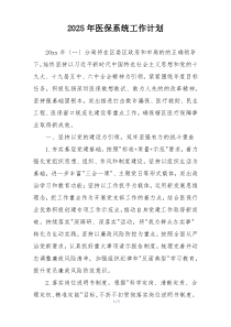 2025年医保系统工作计划