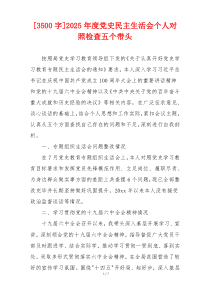 2025年度党史民主生活会个人对照检查五个带头