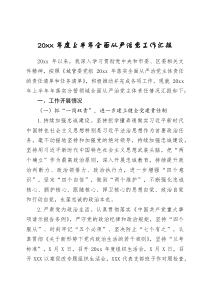 20XX年度上半年全面从严治党工作汇报