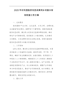 2025年村巩固脱贫攻坚成果同乡村振兴有效衔接工作方案