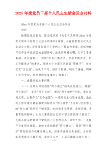 2025年度党员干部个人民主生活会发言材料