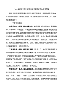 20XX年度党支部书记抓党建述职评议工作报告