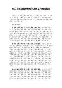 20XX年度实施乡村振兴战略工作情况报告