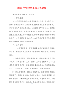 2025年学校党支部工作计划