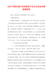 2025年度区统计局党组班子民主生活会对照检查材料