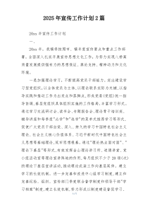 2025年宣传工作计划2篇