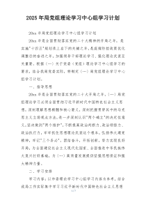 2025年局党组理论学习中心组学习计划