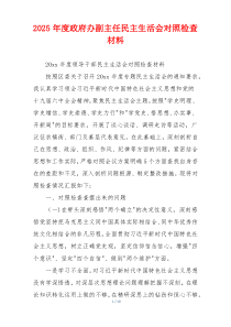2025年度政府办副主任民主生活会对照检查材料