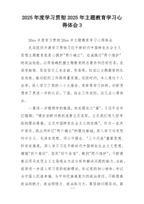 2025年度学习贯彻2025年主题教育学习心得体会3