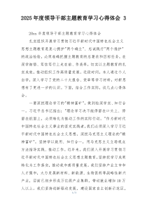 2025年度领导干部主题教育学习心得体会 3