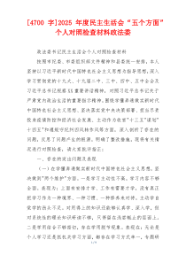 2025年度民主生活会“五个方面”个人对照检查材料政法委