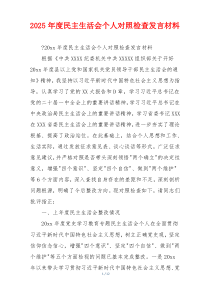 2025年度民主生活会个人对照检查发言材料