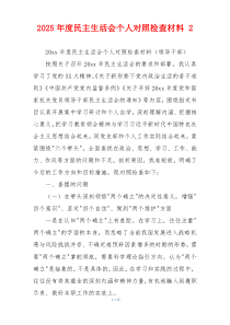 2025年度民主生活会个人对照检查材料 2