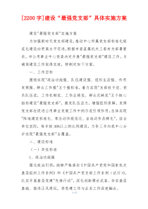 [2200字]建设“最强党支部”具体实施方案