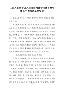 在深入贯彻中央八项规定精神学习教育集中整治工作推进会的发言