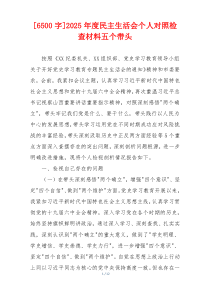 2025年度民主生活会个人对照检查材料五个带头