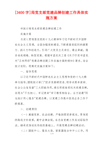 [3400字]局党支部党建品牌创建工作具体实施方案