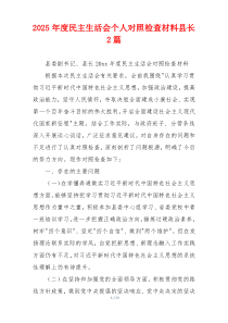 2025年度民主生活会个人对照检查材料县长2篇