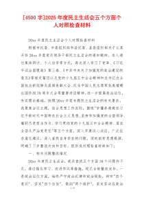 2025年度民主生活会五个方面个人对照检查材料