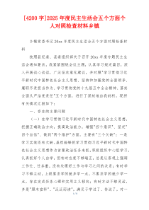 2025年度民主生活会五个方面个人对照检查材料乡镇