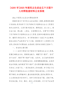 2025年度民主生活会五个方面个人对照检查材料公安系统