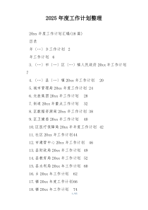 2025年度工作计划整理