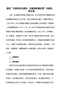 【组织党建】推进支部标准化建设党建高质量发展共建实施方案