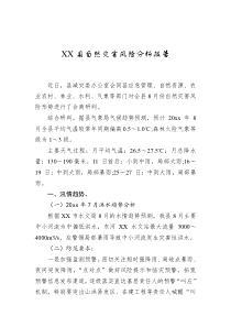 XX县20XX年自然灾害风险分析报告