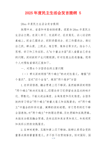 2025年度民主生活会发言提纲 5