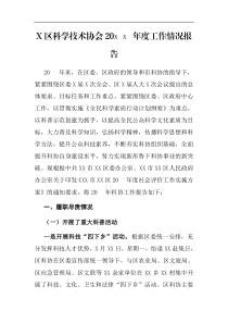 X区科学技术协会20XX年度工作情况报告