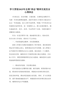 【5例】学习贯彻2025年全国“两会”精神交流发言心得体会