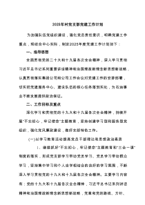 2025年村党支部党建工作计划（7篇）