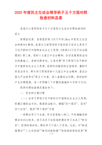 2025年度民主生活会领导班子五个方面对照检查材料县委