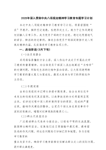 2025年深入贯彻中央八项规定精神学习教育专题学习计划（5篇）