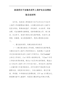 县政府关于加强未成年人保护社会治理经验总结材料