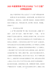 2025年度领导班子民主生活会“六个方面”对照检查材料