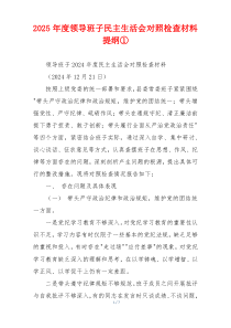 2025年度领导班子民主生活会对照检查材料提纲①