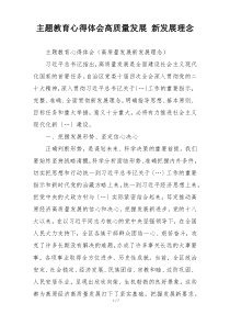 主题教育心得体会高质量发展 新发展理念