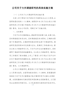 公司关于大兴调查研究的具体实施方案