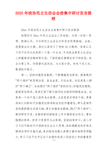 2025年政协民主生活会会前集中研讨发言提纲