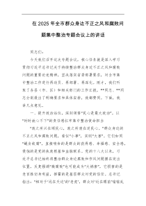 在2025年全市群众身边不正之风和腐败问题集中整治专题会议上的讲话