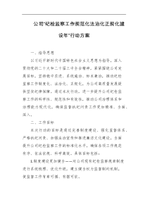 公司纪检监察工作规范化法治化正规化建设年行动方案